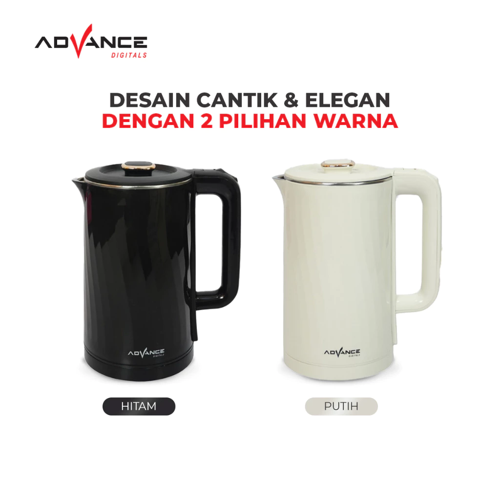 KETEL / TEKO LISTRIK ADVANCE AK-187 KAPASITAS 2 LITER STAINLESS STEEL GARANSI 1 TAHUN - Gambar 4