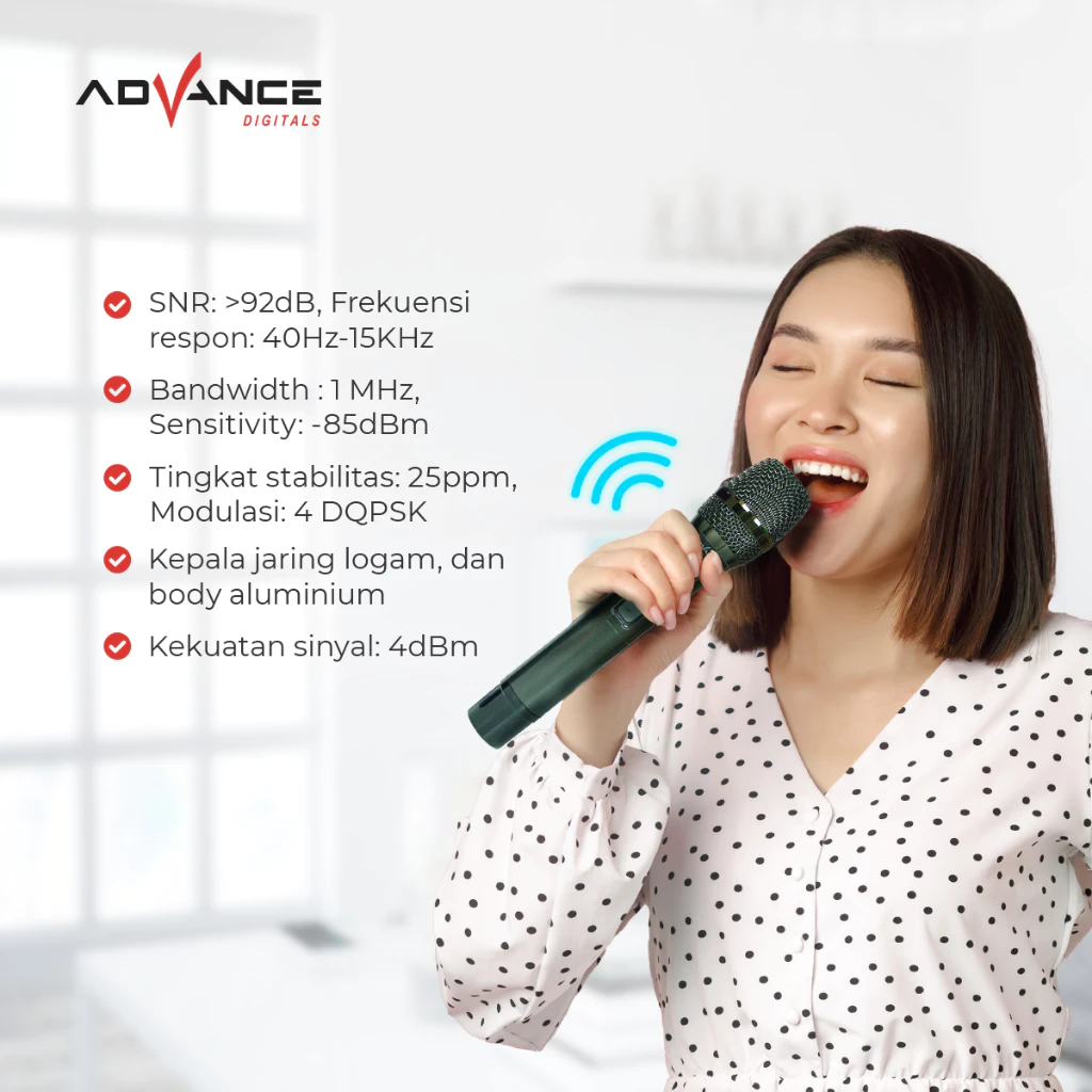 Advance MIC-302 Profesional Microphone Wireless Mic Duo Garansi Resmi 1 Tahun - Gambar 3