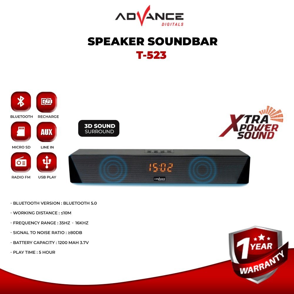 ADVANCE SPEAKER BLUETOOTH T523 SOUNDBAR