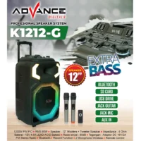 Advance K1212G Speaker Bluetooth Portable 12 inch Extra Bass GRATIS 2 Mic Wireless Garansi 1 Tahun