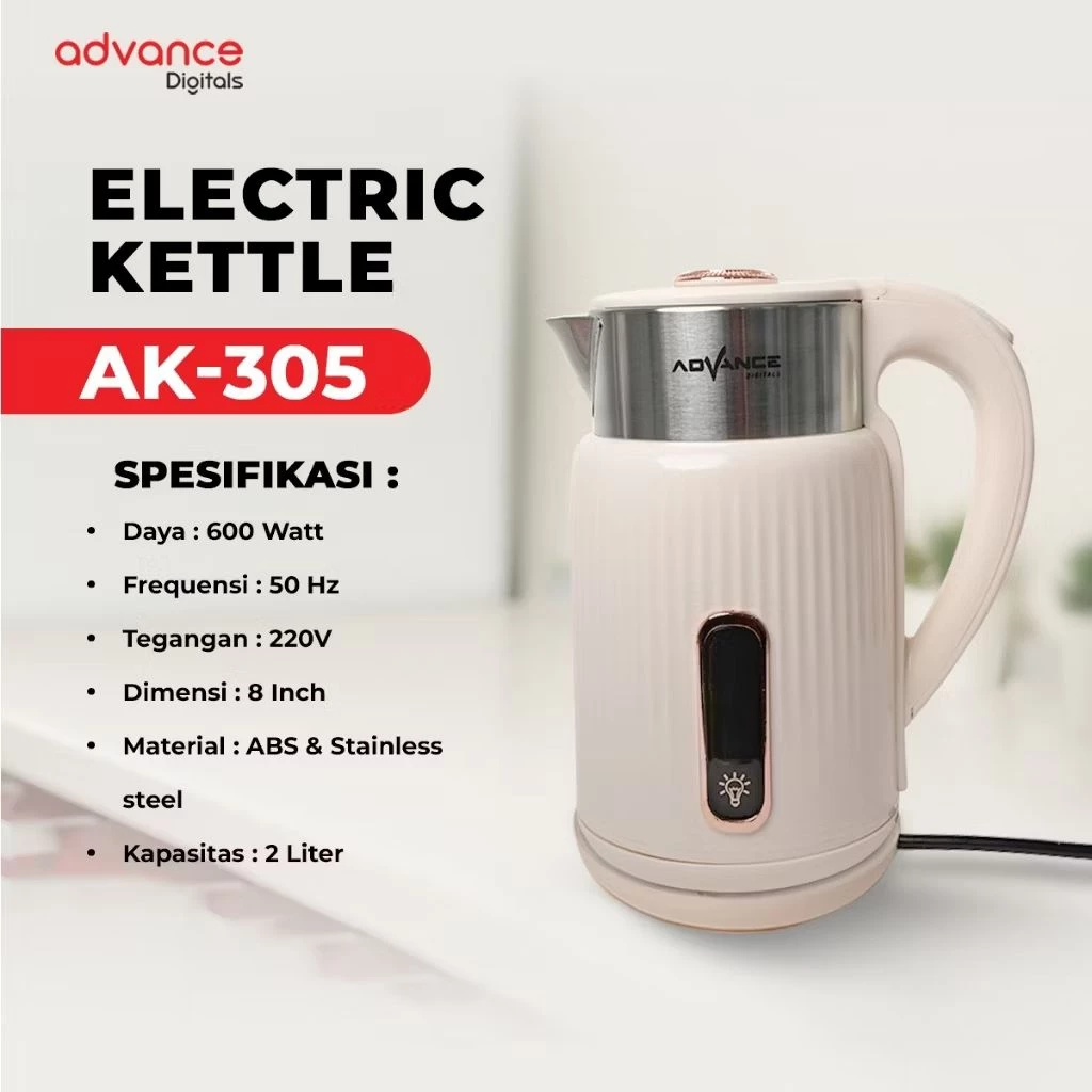 Ketel / Teko Listrik Advance AK-305 Pemanas Air Kapasitas 2 Liter Garansi Resmi 1 Tahun - Gambar 4
