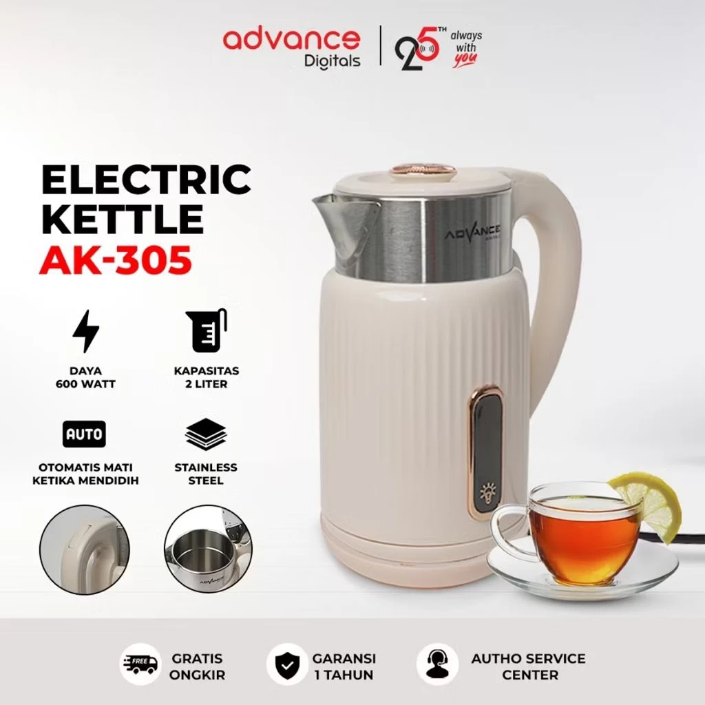 Ketel / Teko Listrik Advance AK-305 Pemanas Air Kapasitas 2 Liter Garansi Resmi 1 Tahun - Gambar 5