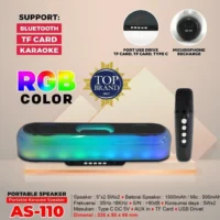 Advance AS-110 Speaker Lampu Karaoke Lengkap Speaker Bass Speaker Portable LED RGB Garansi Resmi
