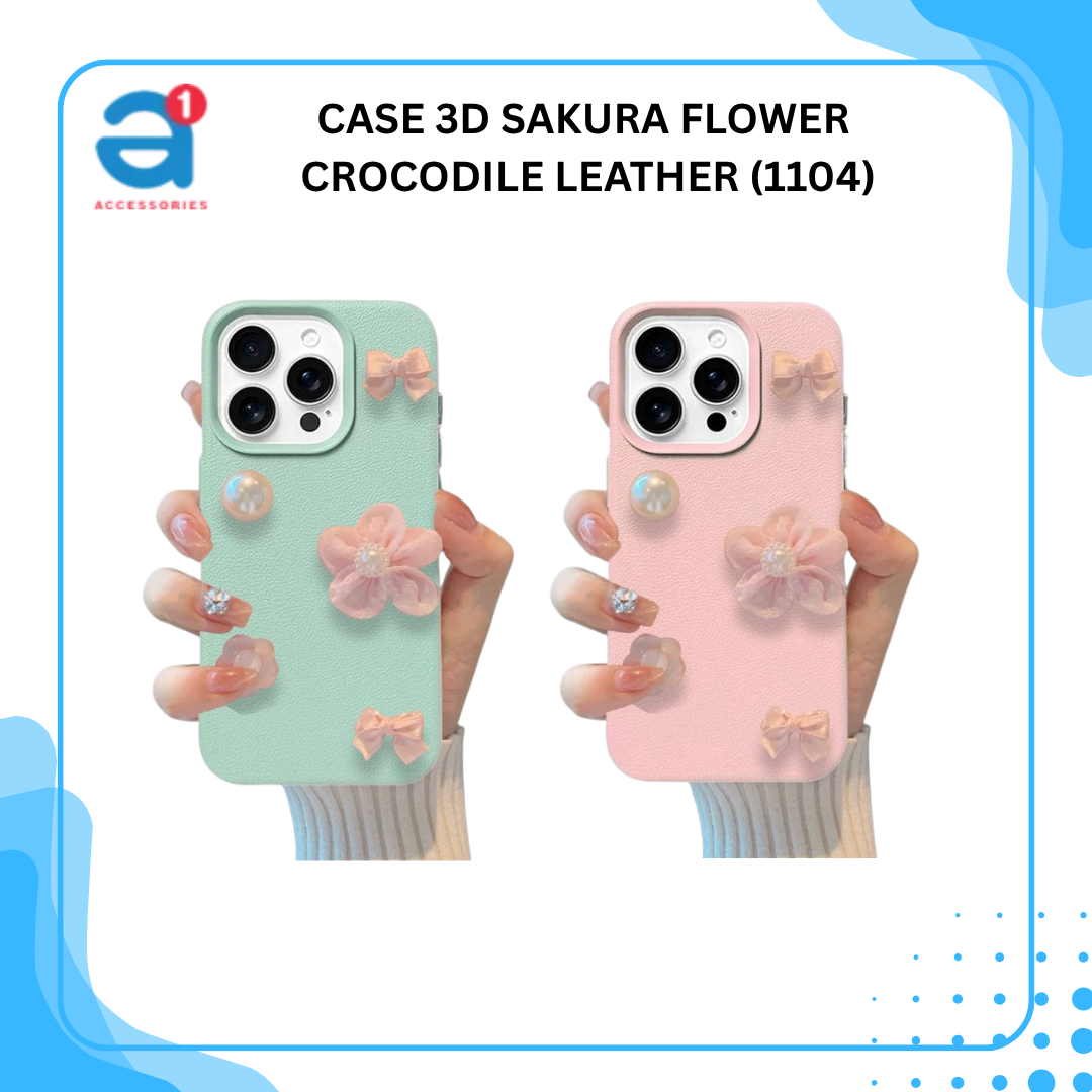CASE 3D SAKURA FLOWER CROCODILE LEATHER (1104)