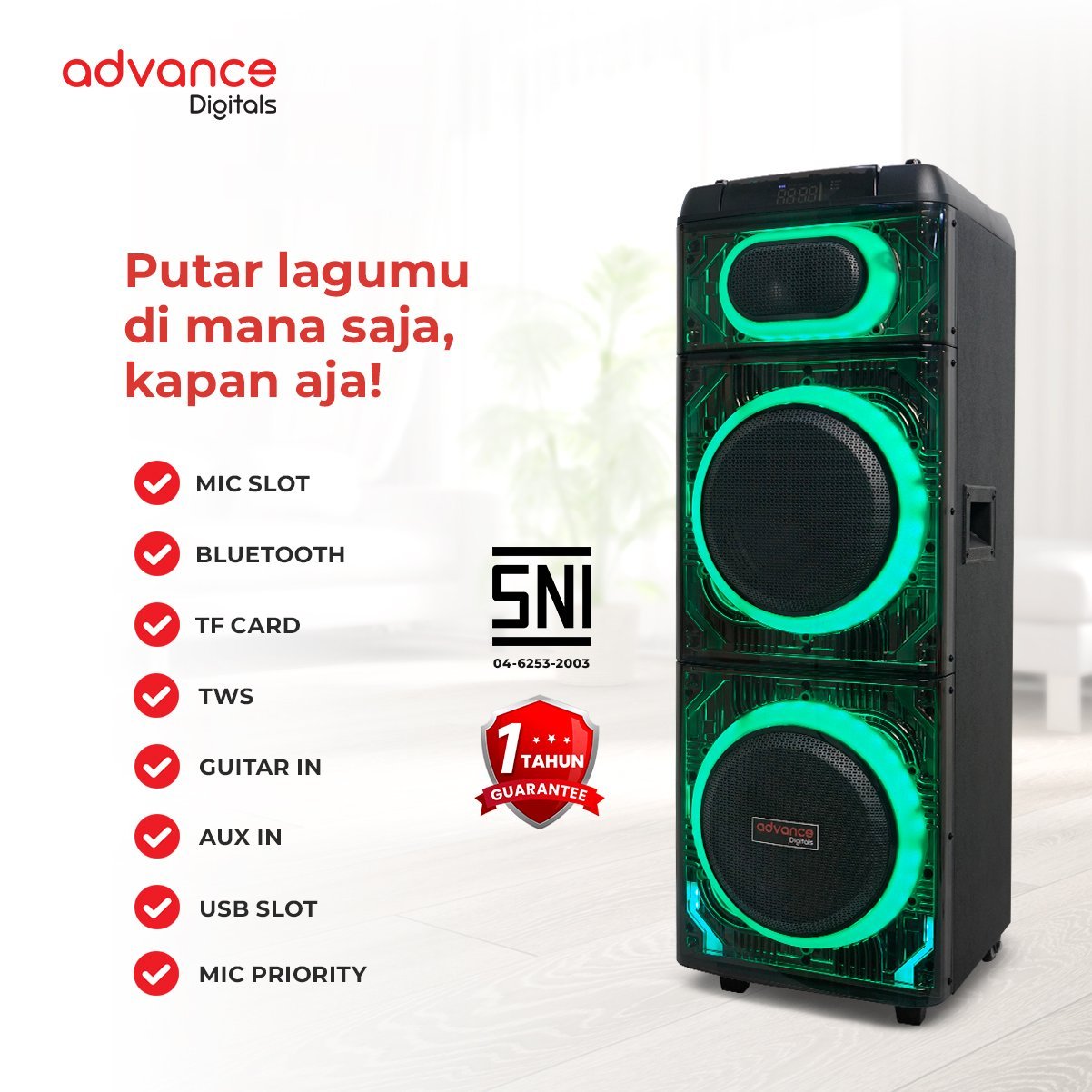 Advance K10D-E Speaker Bluetooth Portable Suara Jernih Bass - Gambar 2