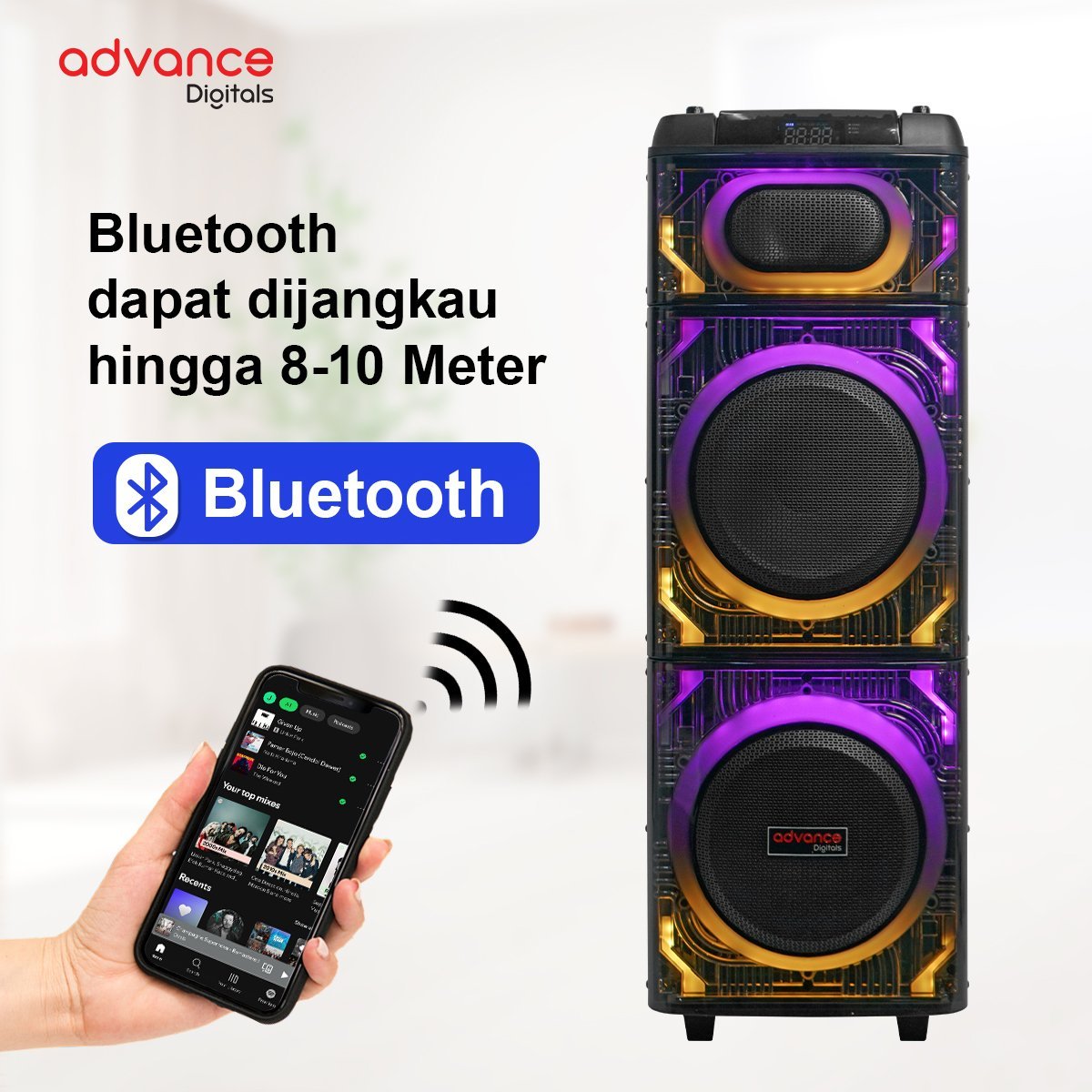 Advance K10D-E Speaker Bluetooth Portable Suara Jernih Bass - Gambar 3
