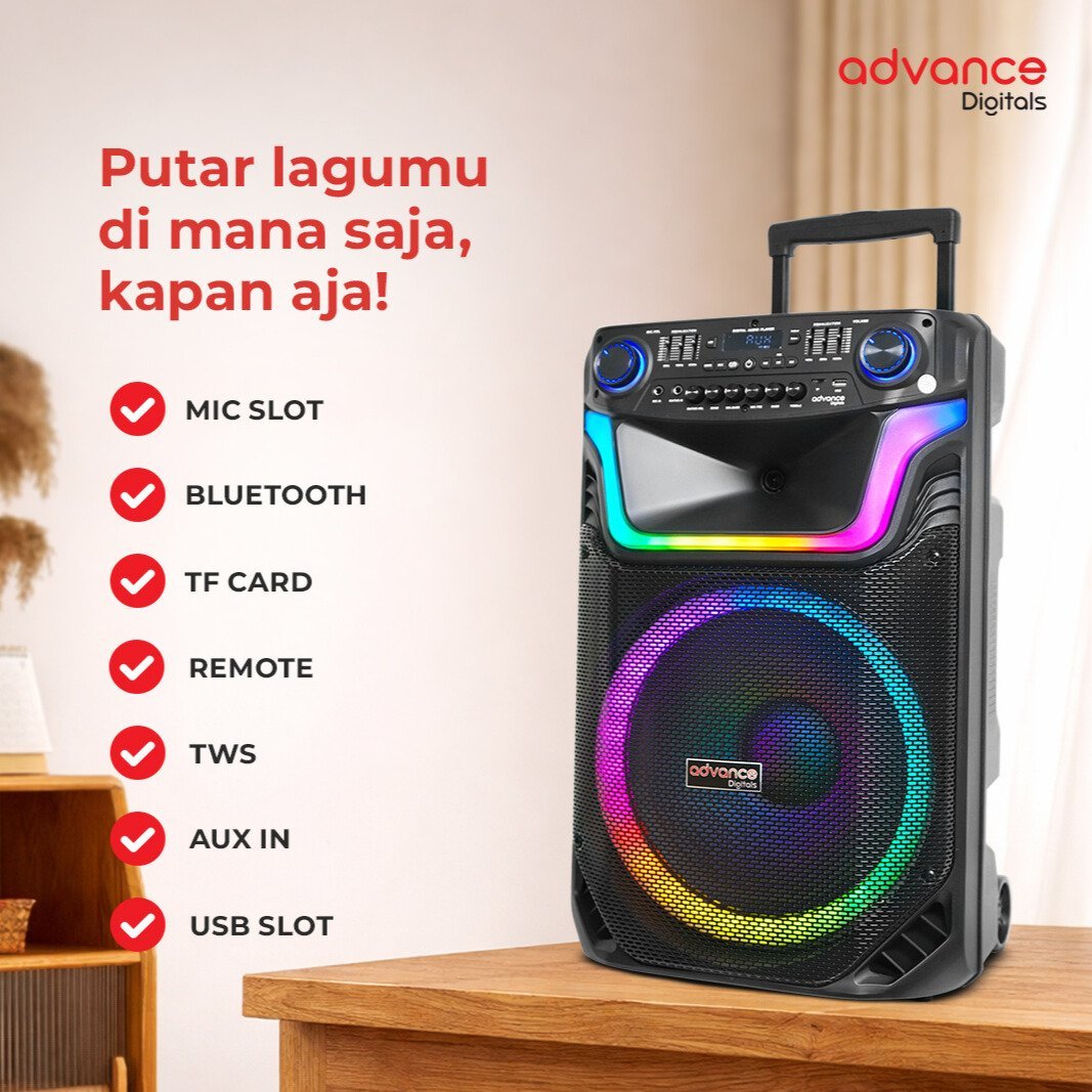 Advance Speaker Bluetooth K1512-N Portable Wireless Speaker Bass Kuat - Gambar 9