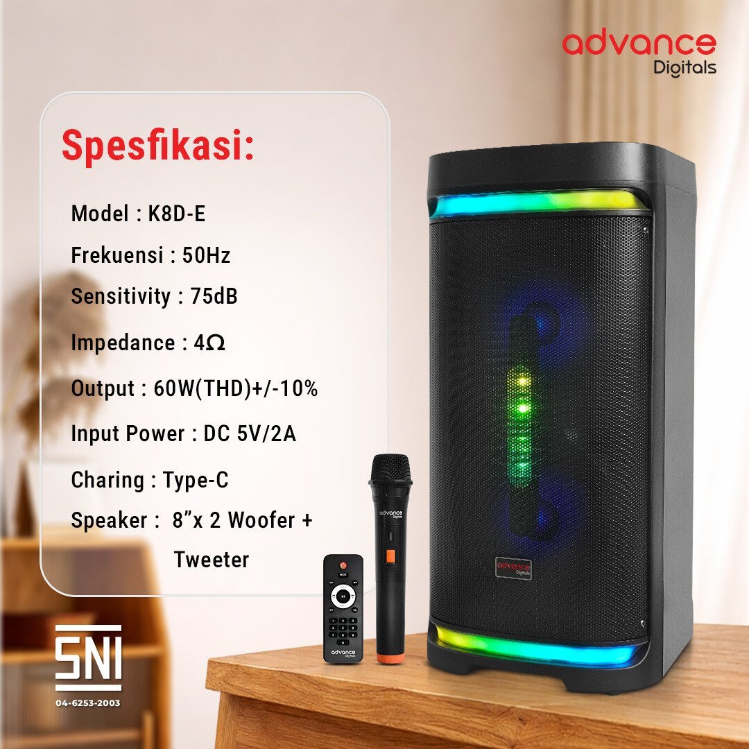 Advance Speaker Bluetooth K8D-E Portable Wireless Speaker Suara Bass Kuat - Gambar 2