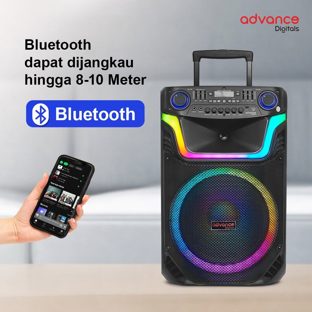 Advance Speaker Bluetooth K1512-N Portable Wireless Speaker Bass Kuat - Gambar 6