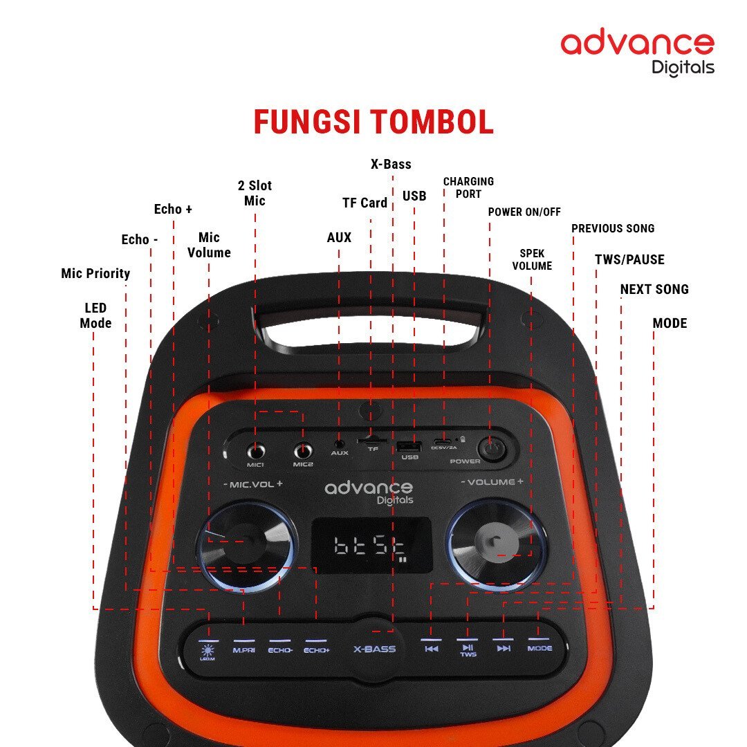 Advance Speaker Bluetooth K8D-E Portable Wireless Speaker Suara Bass Kuat - Gambar 7