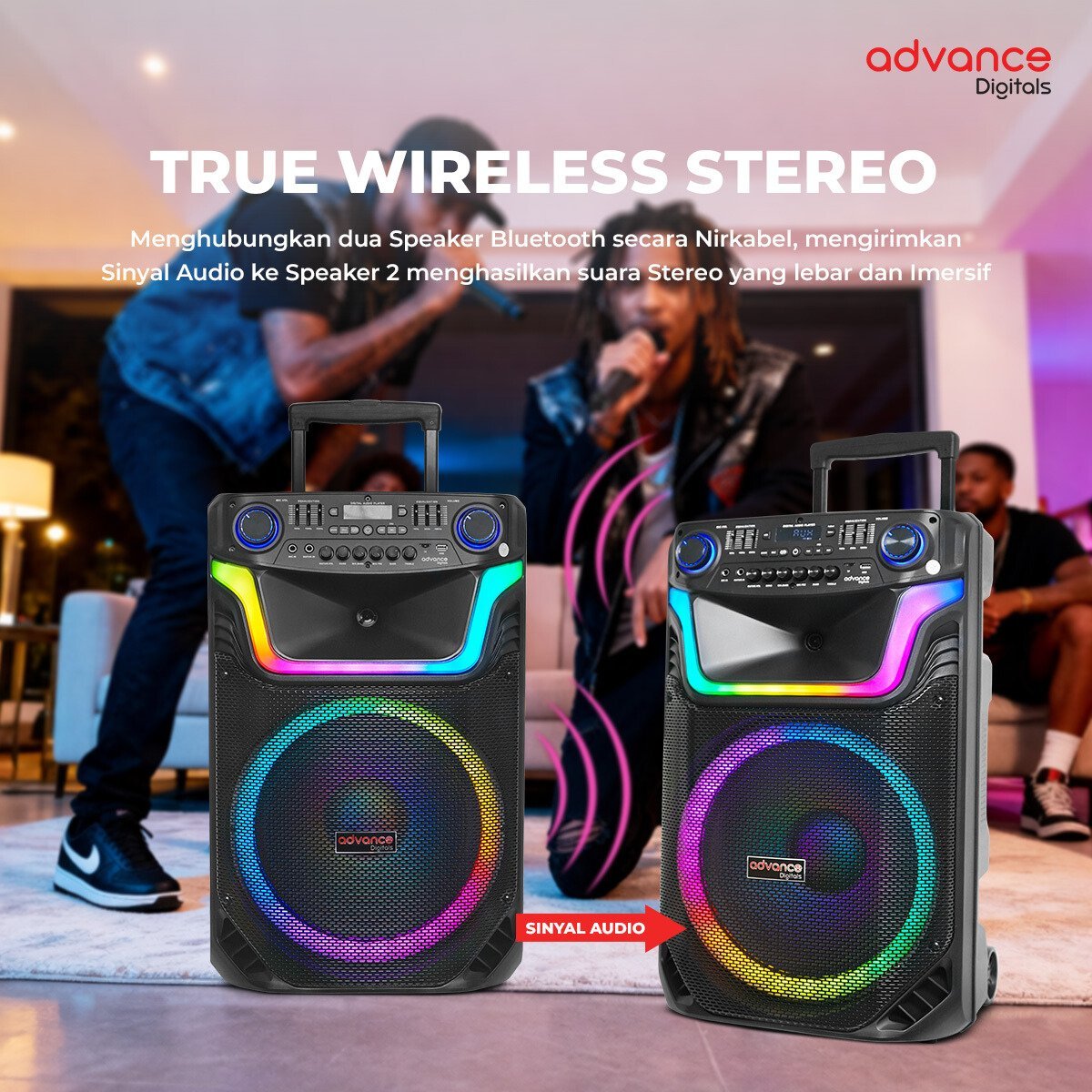 Advance Speaker Bluetooth K1512-N Portable Wireless Speaker Bass Kuat - Gambar 3