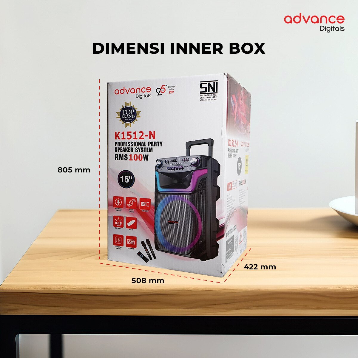 Advance Speaker Bluetooth K1512-N Portable Wireless Speaker Bass Kuat - Gambar 5