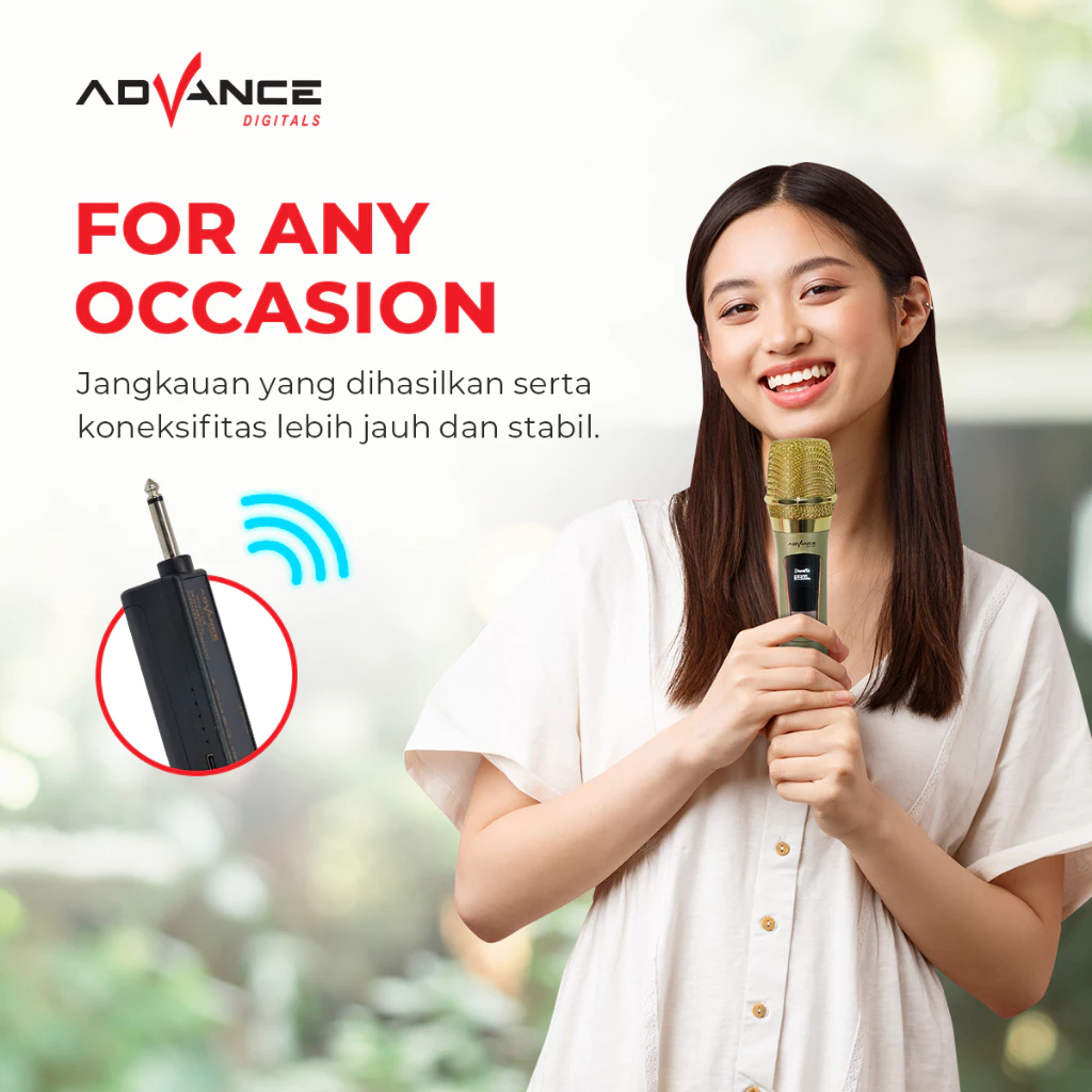 Advance Mic103 Microphone Profesional Mic Wireless Gold Bisa di Charger Garansi 1 tahun - Gambar 2