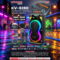 Speaker Karaoke Portable Advance Digitals KV-8280 RMS 80W Double Woofer 8 Inch